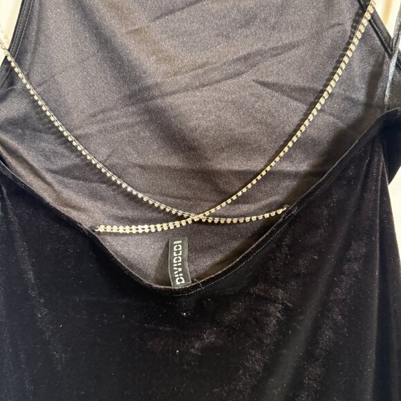 H&M Velvet Rhinestone Strap Mini Dress – Black Crisscross Back Size S - Picture 8 of 8